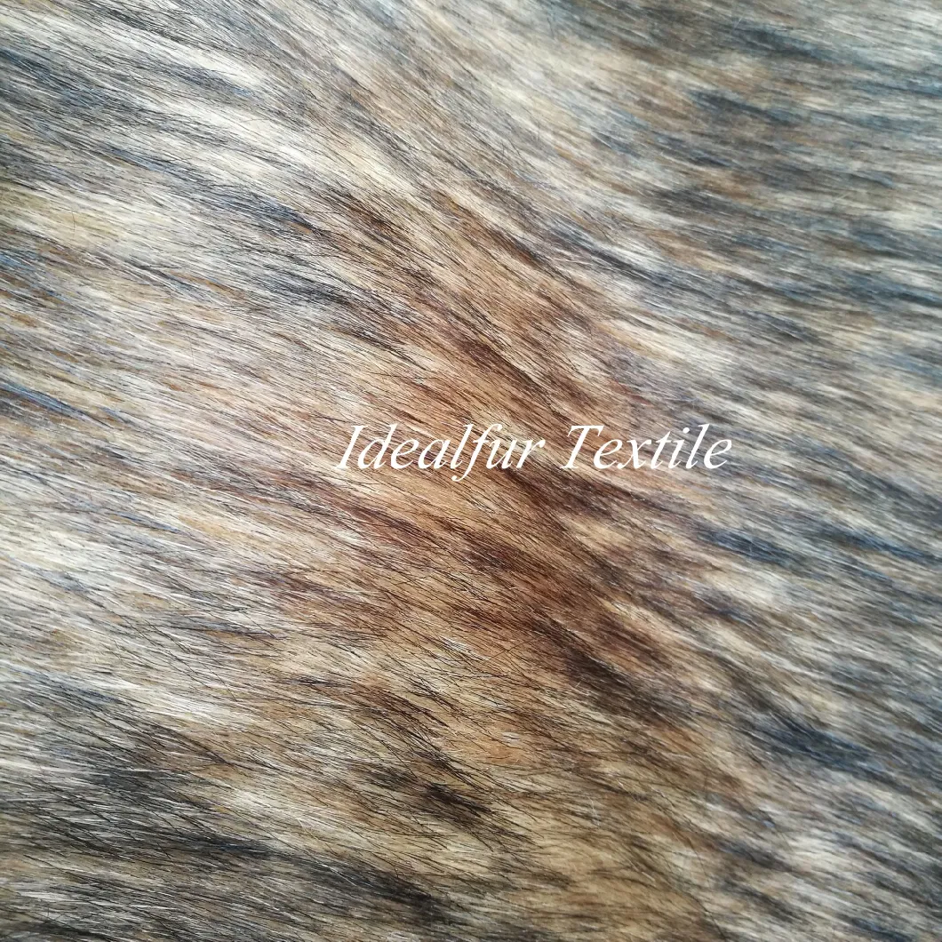 Soft Brown with Black Tips Jacquard Faux Fake Fur