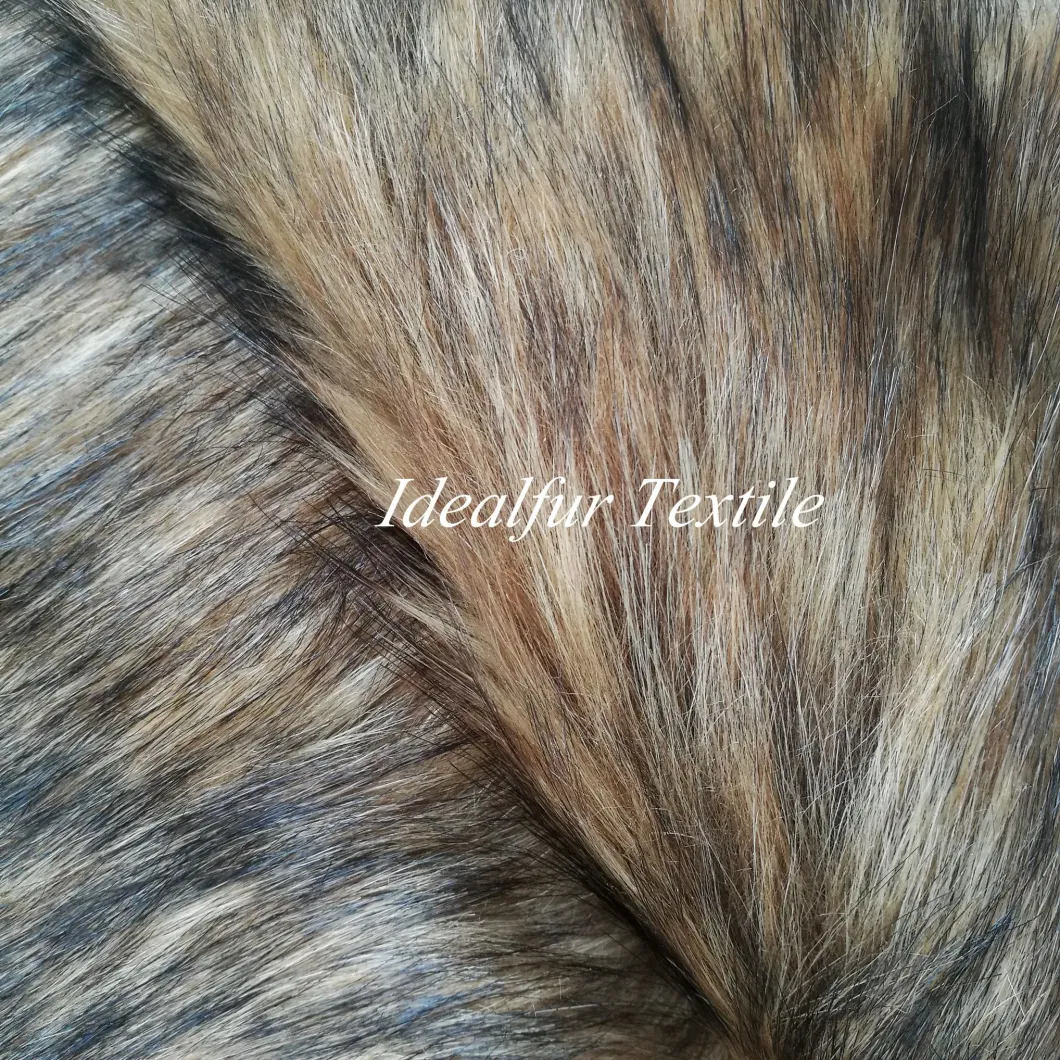 Soft Brown with Black Tips Jacquard Faux Fake Fur